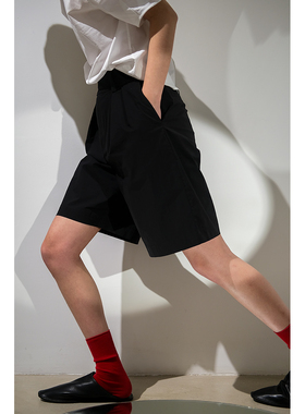 GNAY副线春夏新款经典版型黑色抗皱百慕大工装高腰短裤