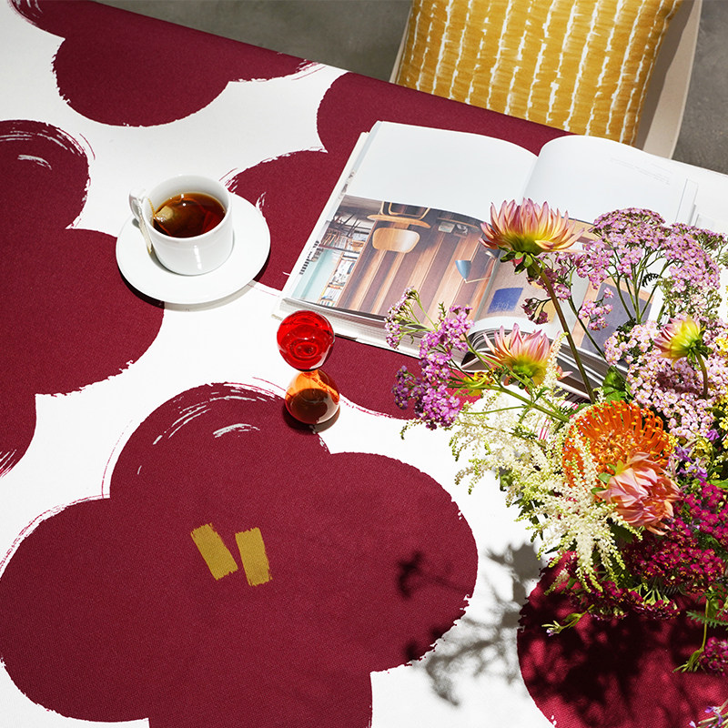 新年桌旗电视柜茶几盖布桃花朵朵红色喜庆婚庆圣诞节可定制桌布