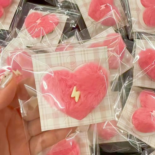 汪苏泷十万伏特周边物料罗曼城粉色爱心毛绒发夹甜美少女刘海发夹