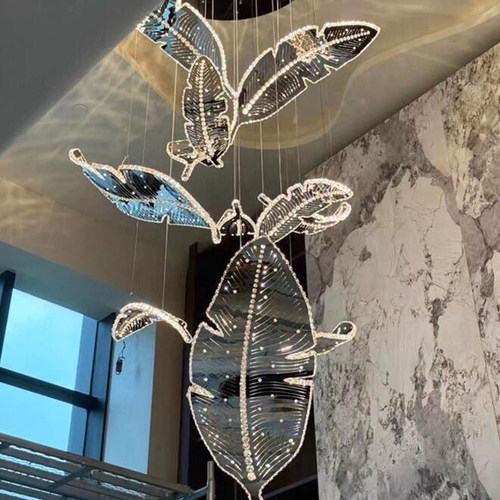 别墅客厅挑空吊灯现代简约复式楼楼梯水晶灯2025新款酒店大堂吊灯