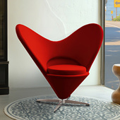 设计师心形椅红色花瓣沙发椅旋转单人椅网红女王休闲椅创意艺术椅