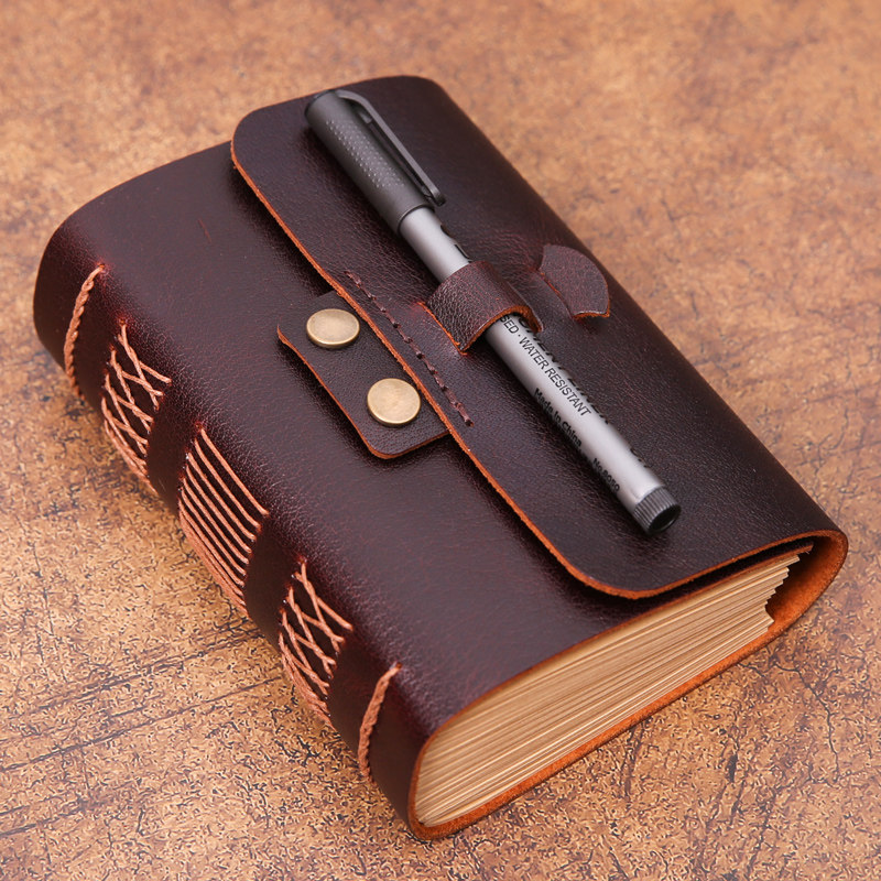 a6/b6手工真牛皮手账本创意日记笔记本子定制记事高颜值可印lo