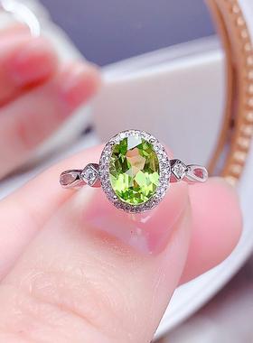 天然绿宝石橄榄石开口戒女