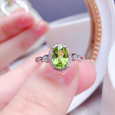 天然绿宝石橄榄石开口戒女