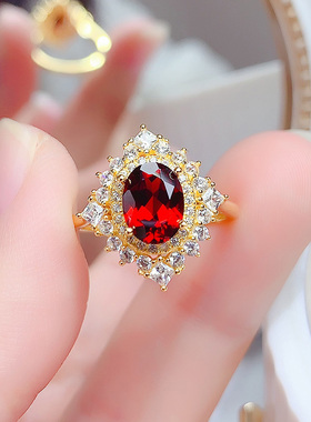 戴妃款18K定制明艳天然女戒彩金