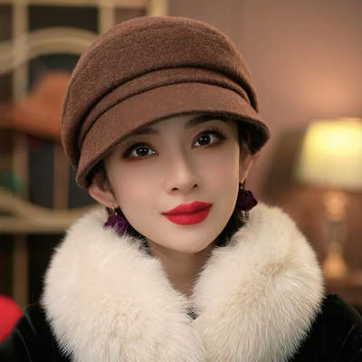 鸭舌贝雷帽贝雷帽女羊毛呢