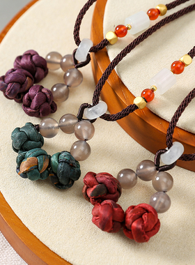 布塔香云纱桑蚕丝项链女