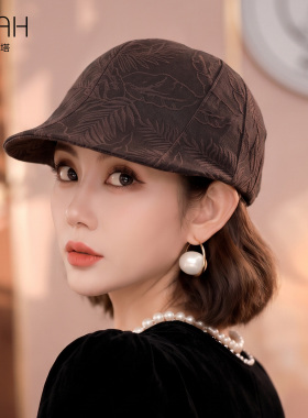 【锦油绸】布塔香云纱时尚前进帽女桑蚕丝老钱风鸭舌棒球帽PT7017