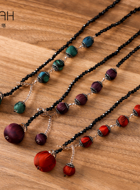 非金属布艺项链 非遗香云纱宋锦手工拎缝制毛衣链 项链手链PT2250