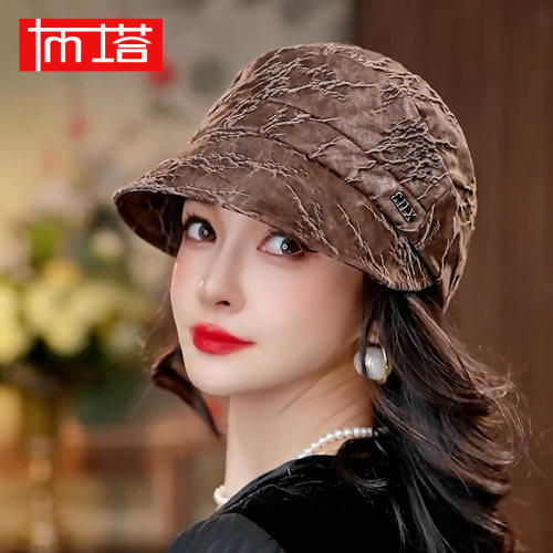 【锦油绸】布塔香云纱时尚鸭舌帽女桑蚕丝老钱风鸭舌棒球帽PT2175