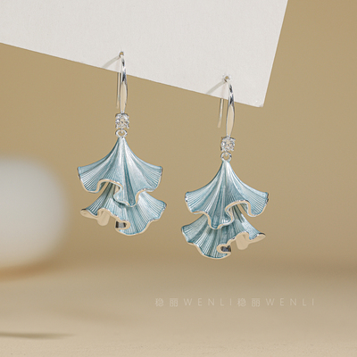 银杏叶耳饰小众独特耳环绝美气质