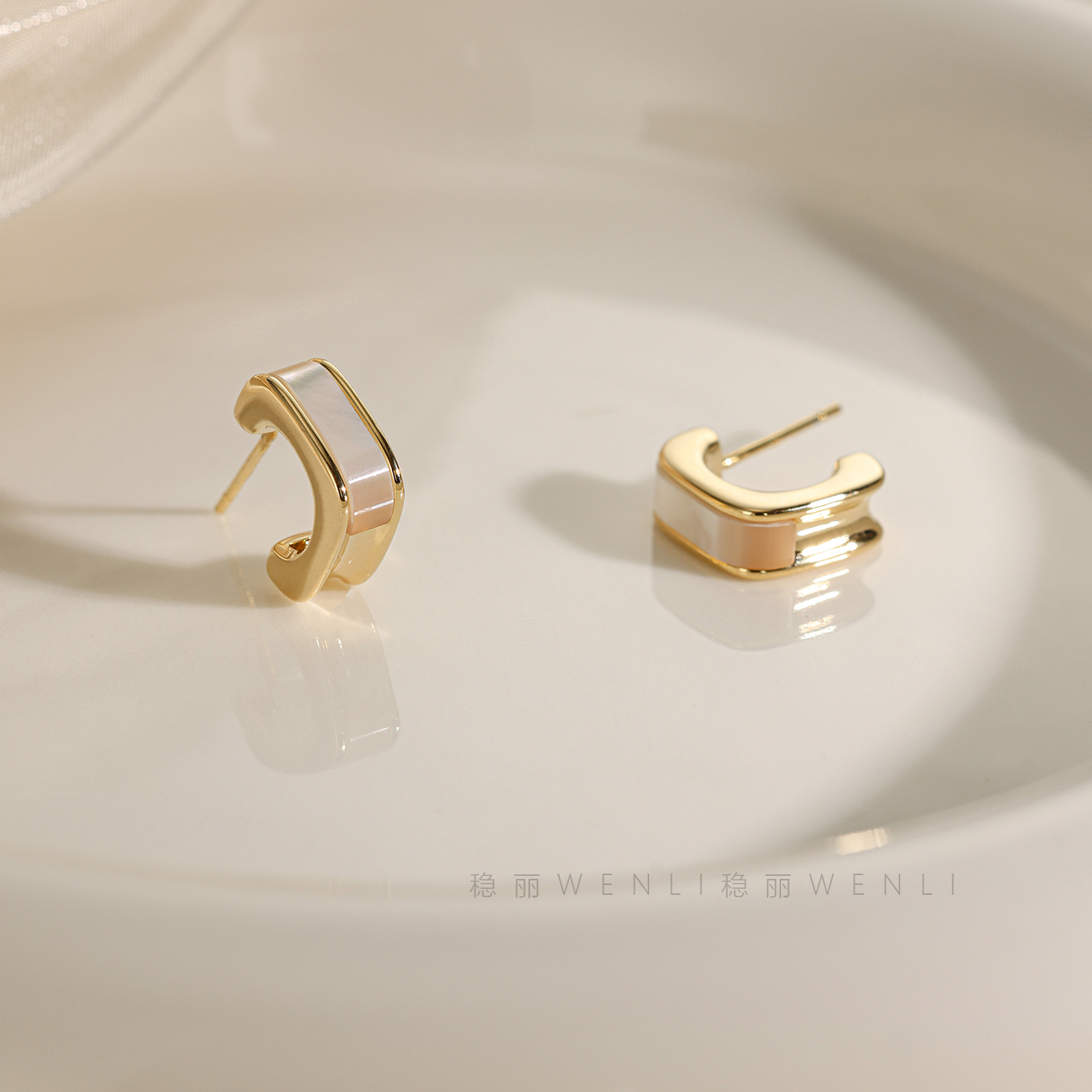 925银针贝壳耳钉轻奢高级感气质