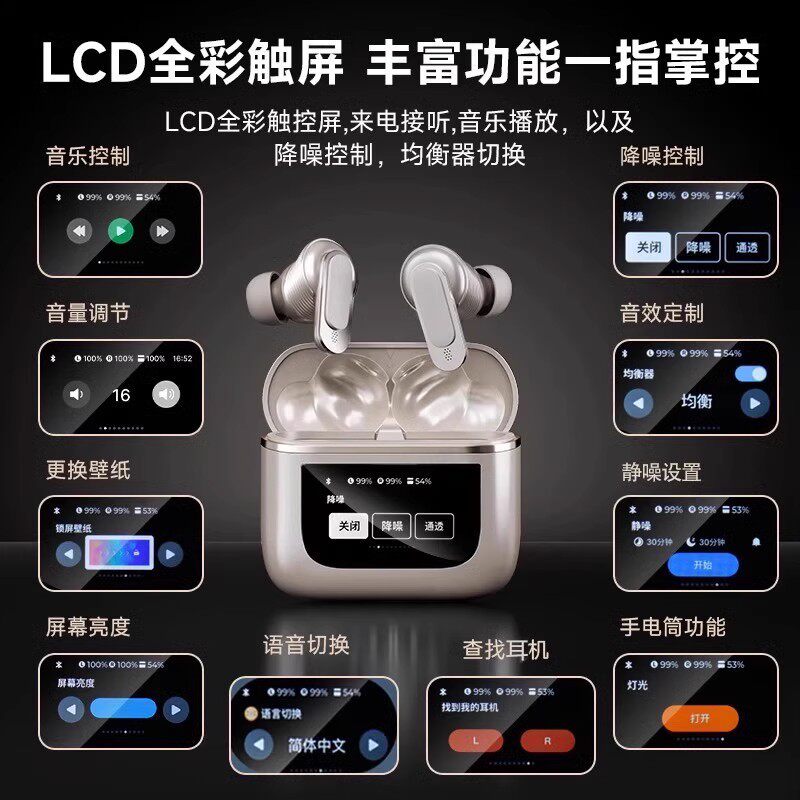 TOUR PRO2入耳式蓝牙耳机无线ANC主动降噪智慧屏商务智能触控彩屏