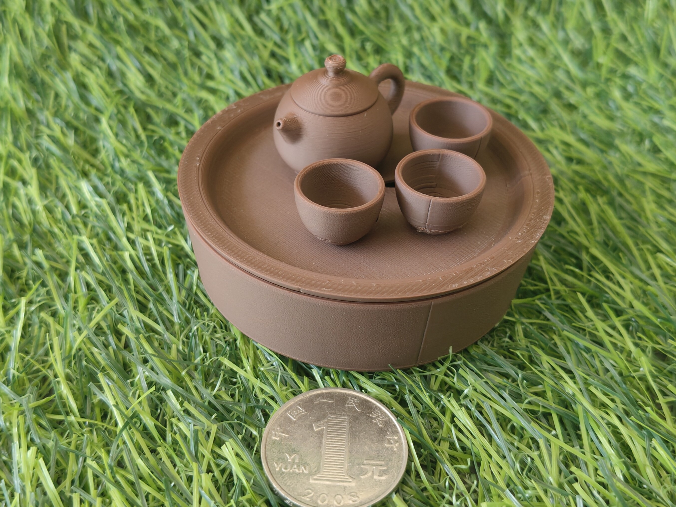 3D打印潮汕功夫茶具微缩迷你模型茶杯盘壶创意潮流玩具礼物收藏