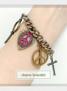 美式朋克做旧十字架蝴蝶情侣手链