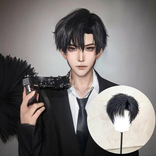 囚于永夜顾昀迟cos同款假头发男原毛坯万用短直发漫展日系全头套