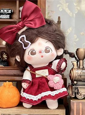 车厘子现货20厘米棉花娃娃衣服可爱洛丽塔红色裙子玩偶娃衣