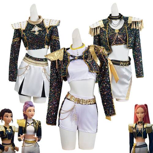 K-POP猎魔女团cos服鲁米cos米拉佐伊cosplay儿童黑色打歌服全套