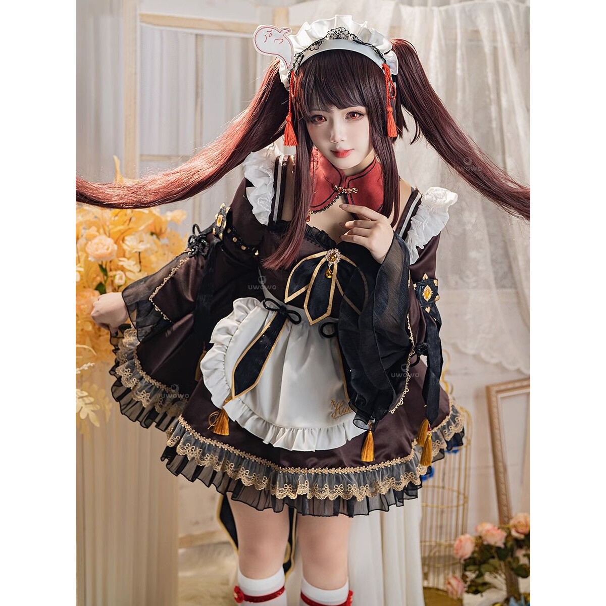 【9635人收藏】原神cos胡桃同人女仆cosplay服装女动漫服装全套图片