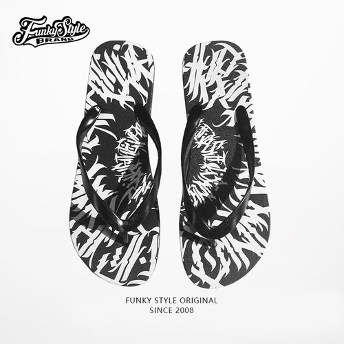 FunkyStyle潮牌人字拖夏季男女凉拖沙滩夹脚拖鞋防滑室外专用百搭