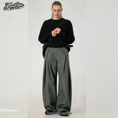 FUNKYSTYLE复古宽松直筒西裤