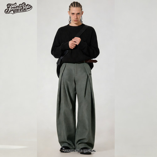 FUNKYSTYLE复古宽松直筒西裤