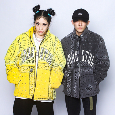 funkystyle冬季复古羊羔绒腰果花