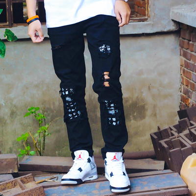 bf破洞嘻哈小脚风水乞丐牛仔裤