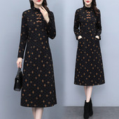 冬季 新款 高端大气旗袍改良连衣裙气质显瘦加绒加厚遮肉保暖打底裙