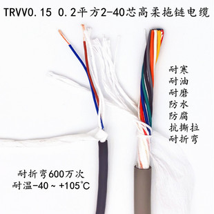 拖链电缆TRVV2 3 4 5 6 8 16芯0.15 0.2耐折弯坦克链 雕刻机电线