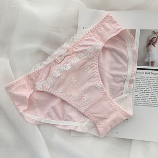 日系少女生内裤女纯棉全抗菌面料中腰蝴蝶结透气蓝白粉色塑身裤头