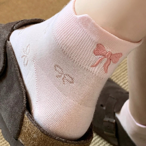 后跟蝴蝶结袜子女春秋款