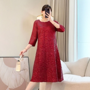 2026早春新款 红色连衣裙平时可穿 喜妈妈高端婚宴礼服高级感大码