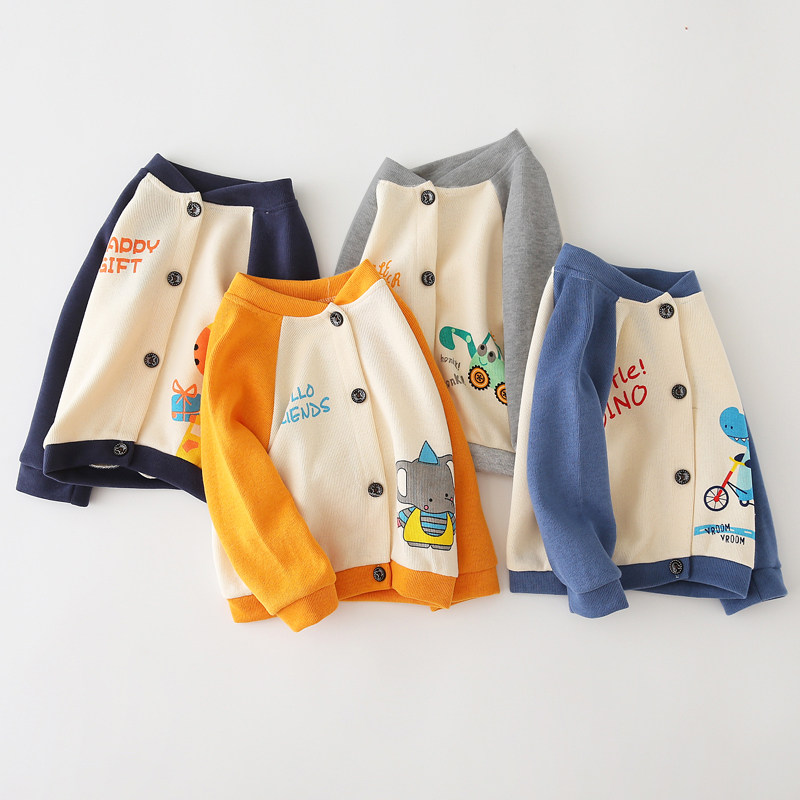 오프코드 클리어런스 남아 코트 봄 가을 한국식 아동 가을 가디건  용 상의 아동 야구 유니폼