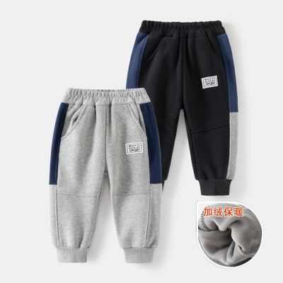 男童运动长裤棉裤加绒裤子秋冬款
