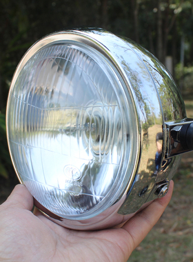 摩托车圆形大灯CG125一代大灯圆大灯 覆古大灯 改装圆前大灯