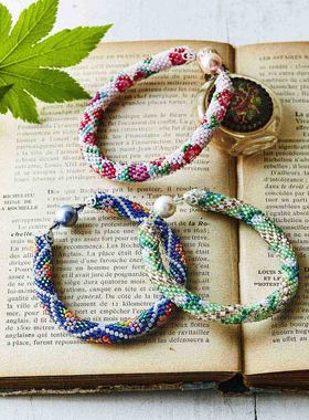 日本进口亮彩花朵串珠编织细致DIY手环手链材料芬理希梦Couturier