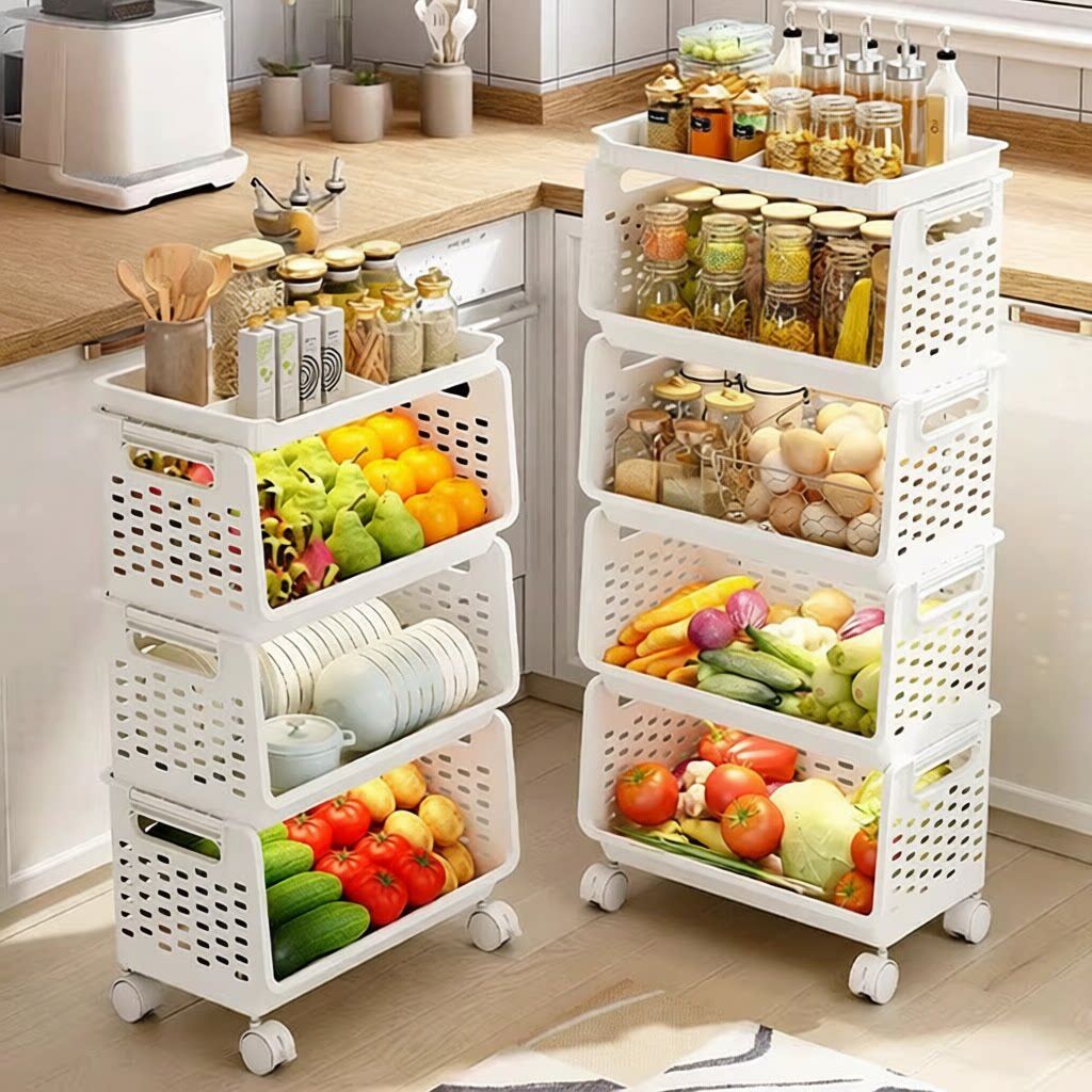 德国进口厨房收纳多层大容量置物架水果蔬菜菜篮子可移动家用多功