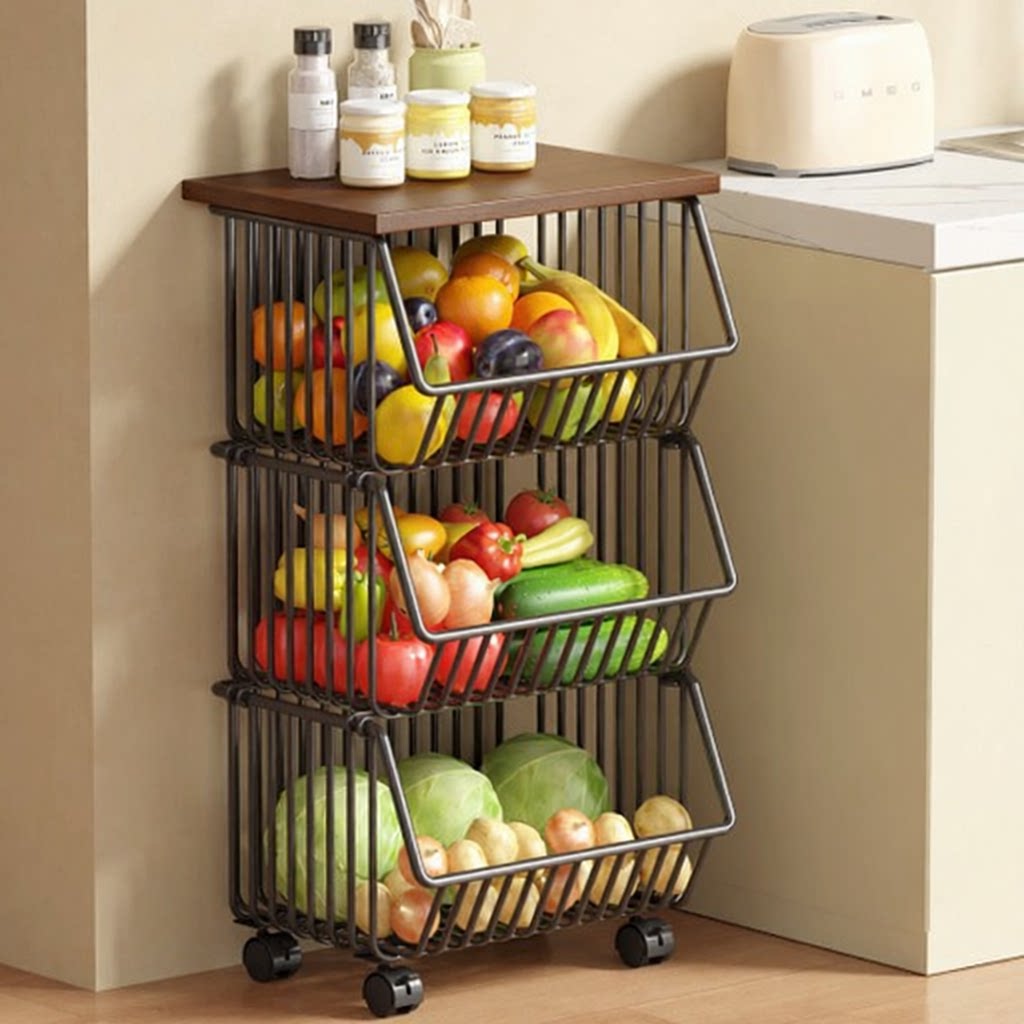 德国进口厨房杂物收纳筐水果蔬菜零食玩具小推车桌面抽屉收纳架厨