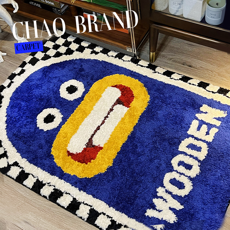 家用客厅卧室卡通植绒防滑地毯