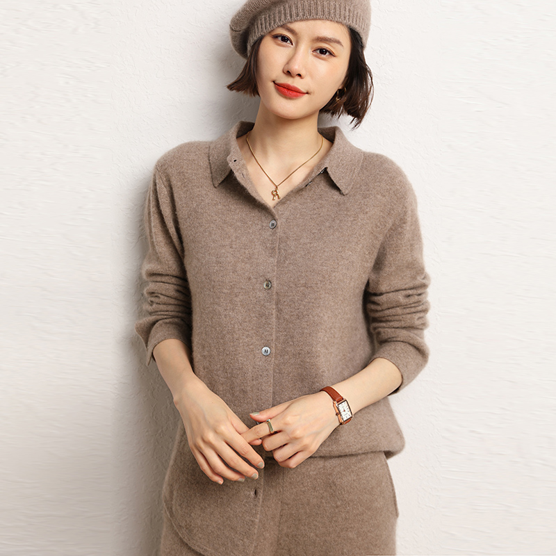 绢斯特山羊绒女士开衫外套毛衣