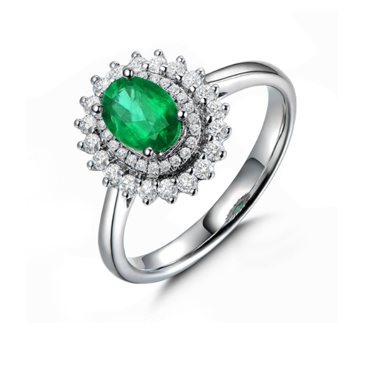 天然祖母绿钻戒女太阳花时尚奢华