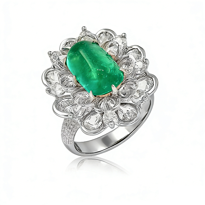 18K金钻石花朵钻戒女时尚