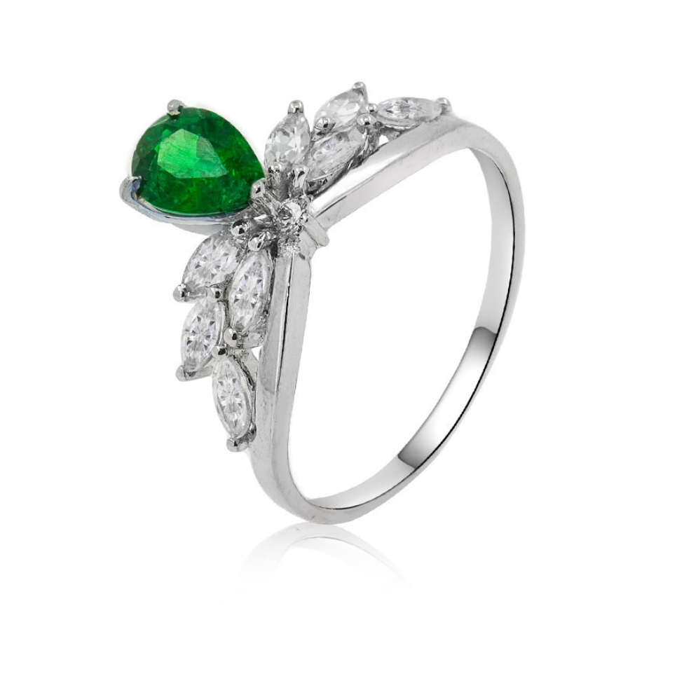 协隆珠宝沙弗莱花朵小众气质戒