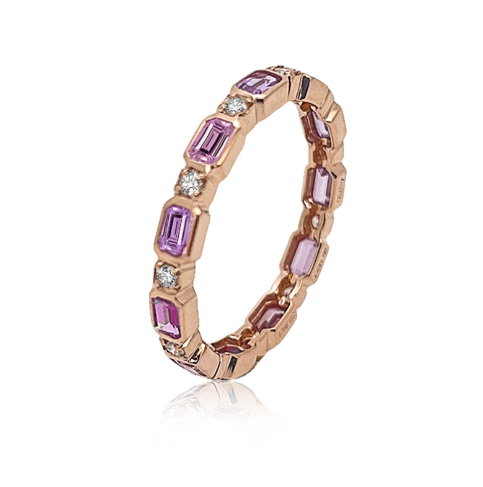 1.11克拉粉蓝宝钻戒女玫瑰金