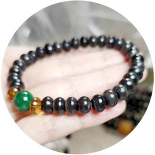真品天然黑驴蹄子手串手链女士款扁算盘珠8mm小珠子手捻民族饰品