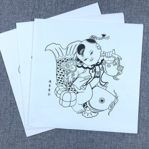 传统年画涂色稿绘画教学填色线稿