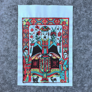 凤翔木板年画灶王爷老灶爷单灶王双灶王传统木版套印年画手工印制