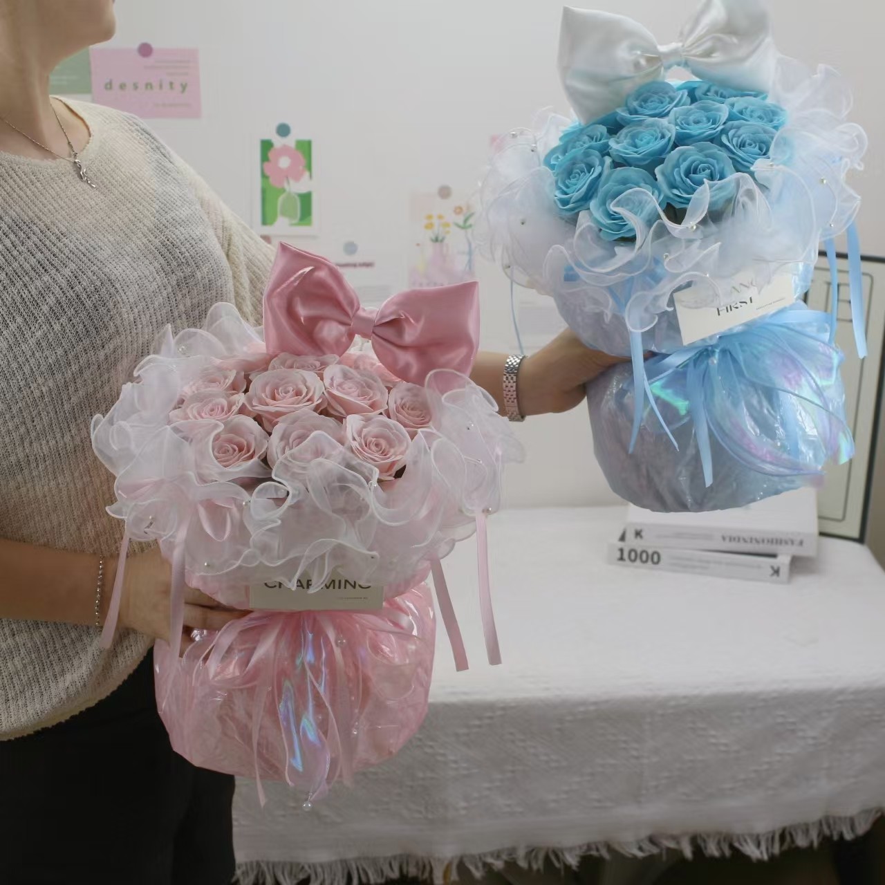 网红泡芙小姐芭蕾风小香风苏醒玫瑰情人节花束送闺蜜生日毕业礼物