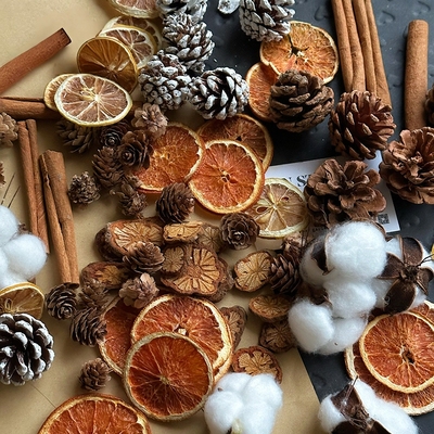 圣诞松果干花材料包diy肉桂柠檬